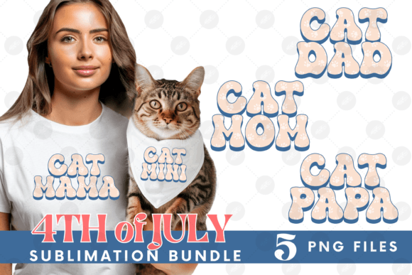 American 4th of July Cat Mom Bundle: Graphics & Illustrations