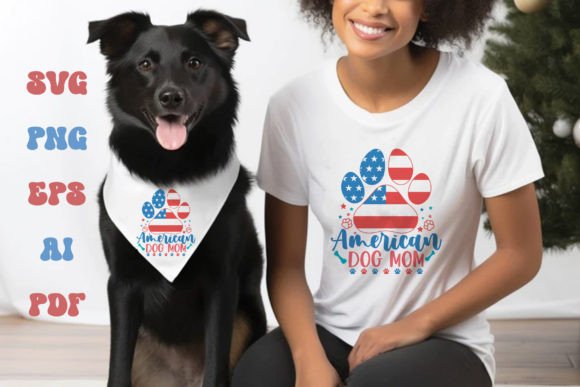 American Dog Mom Flag Graphics for T-Shirt Designs