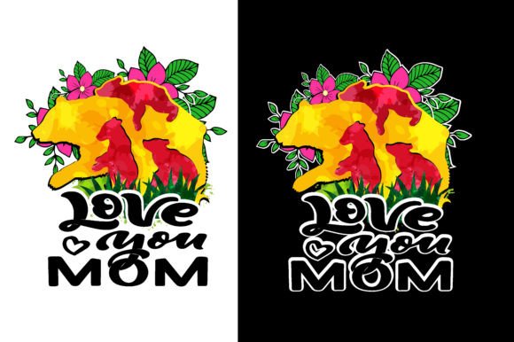 Bear Mom and Baby: T-Shirt Graphics for Mother's Day