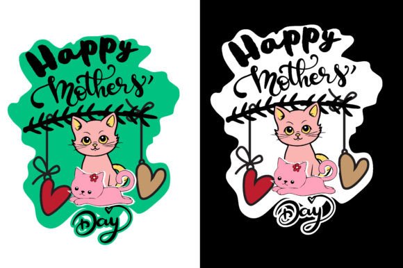Cat Mom & Baby Graphics for T-Shirt Designs