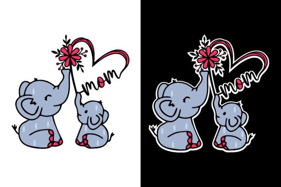 Elephant Mom & Baby Graphics for T-Shirt Designs