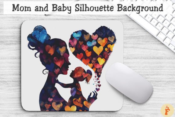 Mom and Baby Silhouette Background: Graphics for Branding