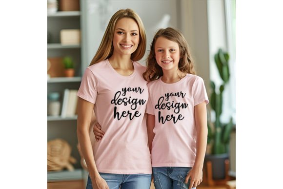 Mom and Me Pink T-shirt Mockup: Graphics for T-Shirts