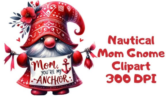Nautical Mom Gnome Clipart: Graphics & Illustrations